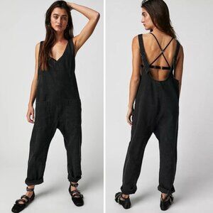 Free People We The Free High Roller Jumpsuit Sz S Black Overalls Streetwear